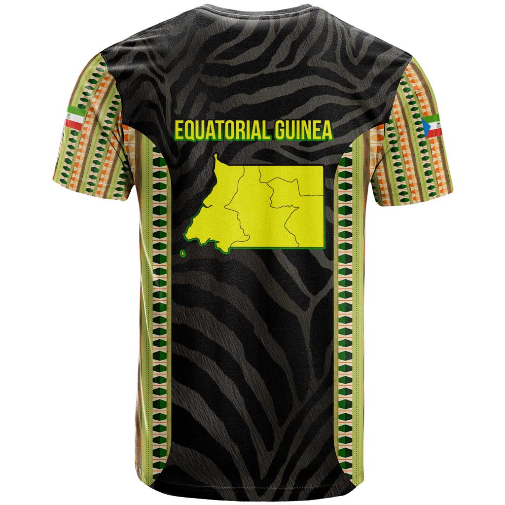 Equatorial Guinea Heritage T-Shirt with National Emblem and Tribal Zebra Print Graphic Tee