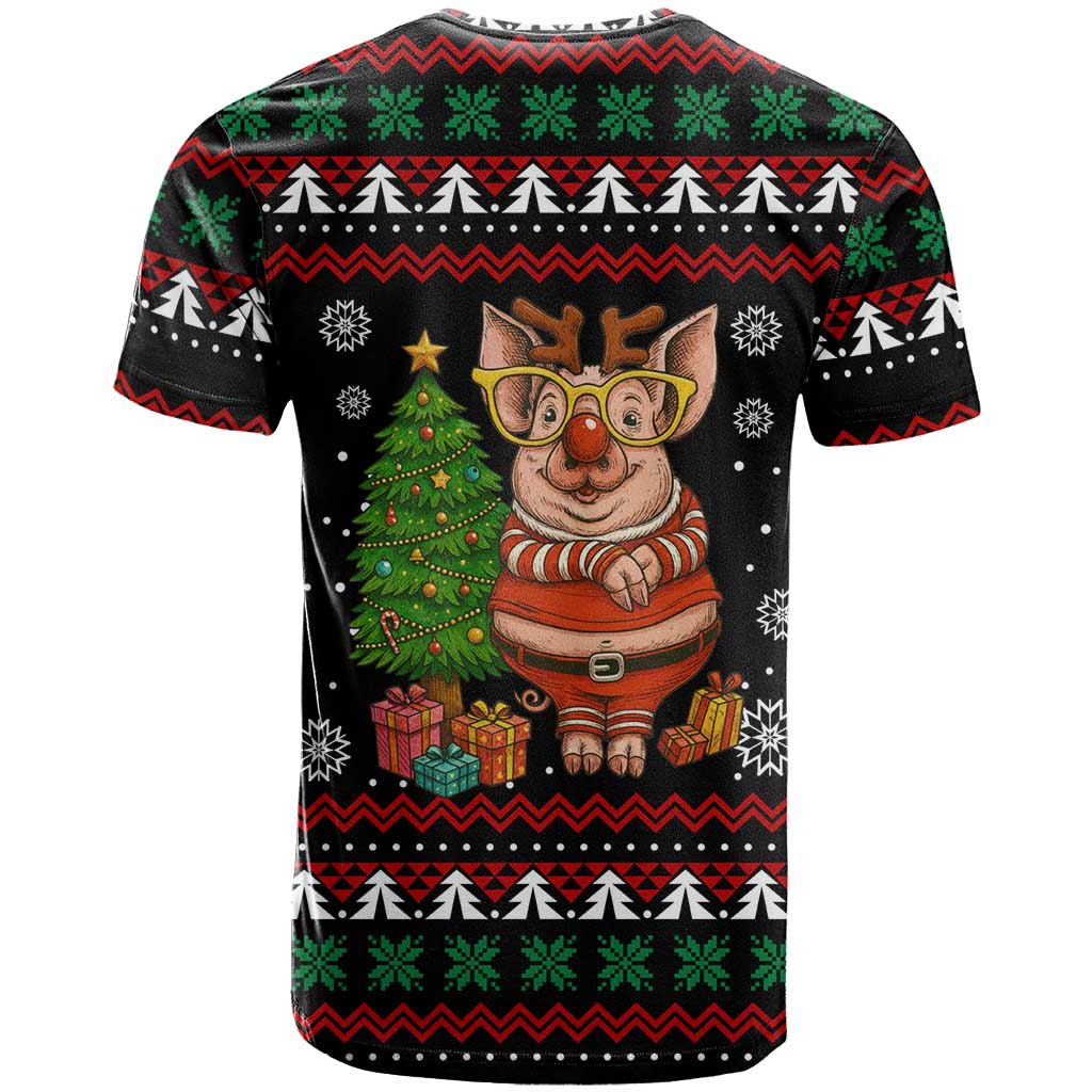 Pig Gorgeous Reindeer Christmas T-Shirt Xmas Holiday Patterns Graphic Tee