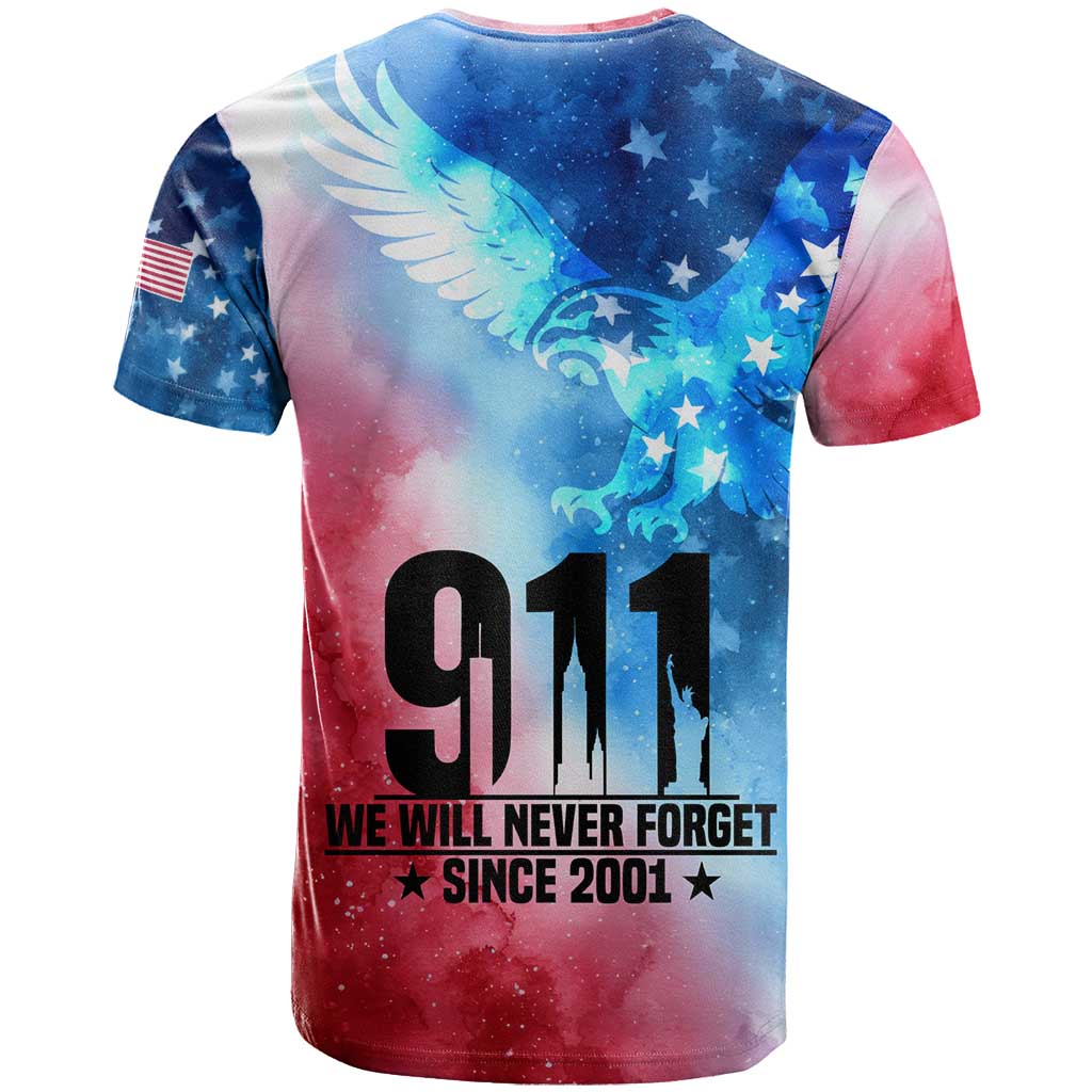 Patriotic 911 Memorial Patriot Day T-Shirt American Flag and Bald Eagle Graphic Tee