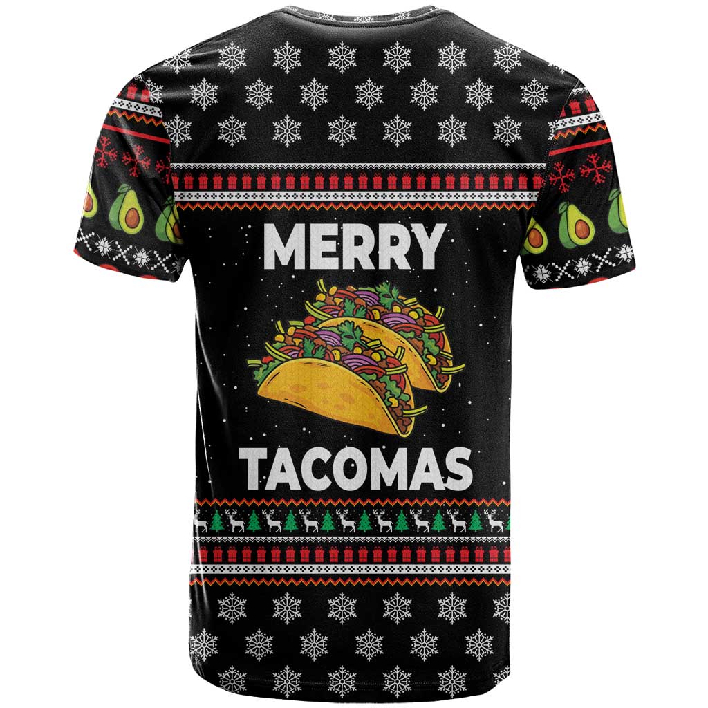 Merry Tacomas Christmas T-Shirt Xmas Holiday Patterns Graphic Tee