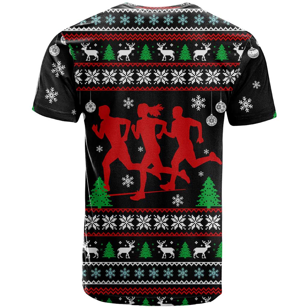 Running Oh What Fun Christmas T-Shirt Xmas Holiday Patterns Graphic Tee