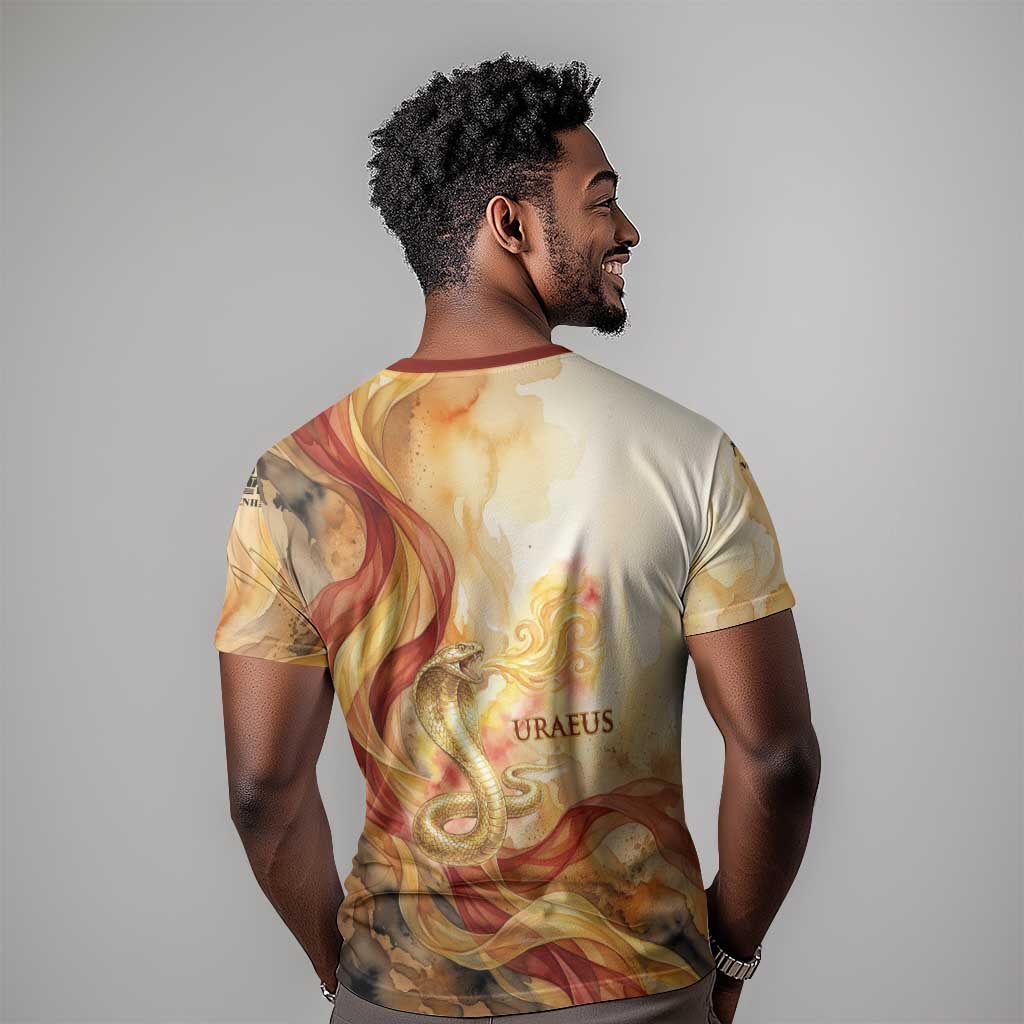 Menhit T-Shirt Lioness Warrior Goddess Uraeus Serpent Fire and Feathers Ancient Egyptian Graphic Tee