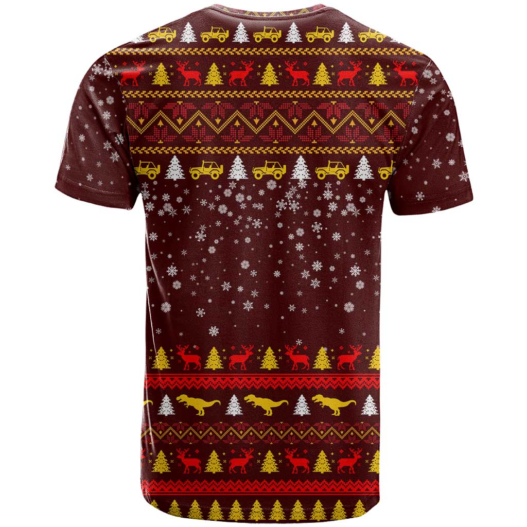 Santassic Park Santa Claus Christmas T-Shirt Xmas Holiday Patterns Graphic Tee
