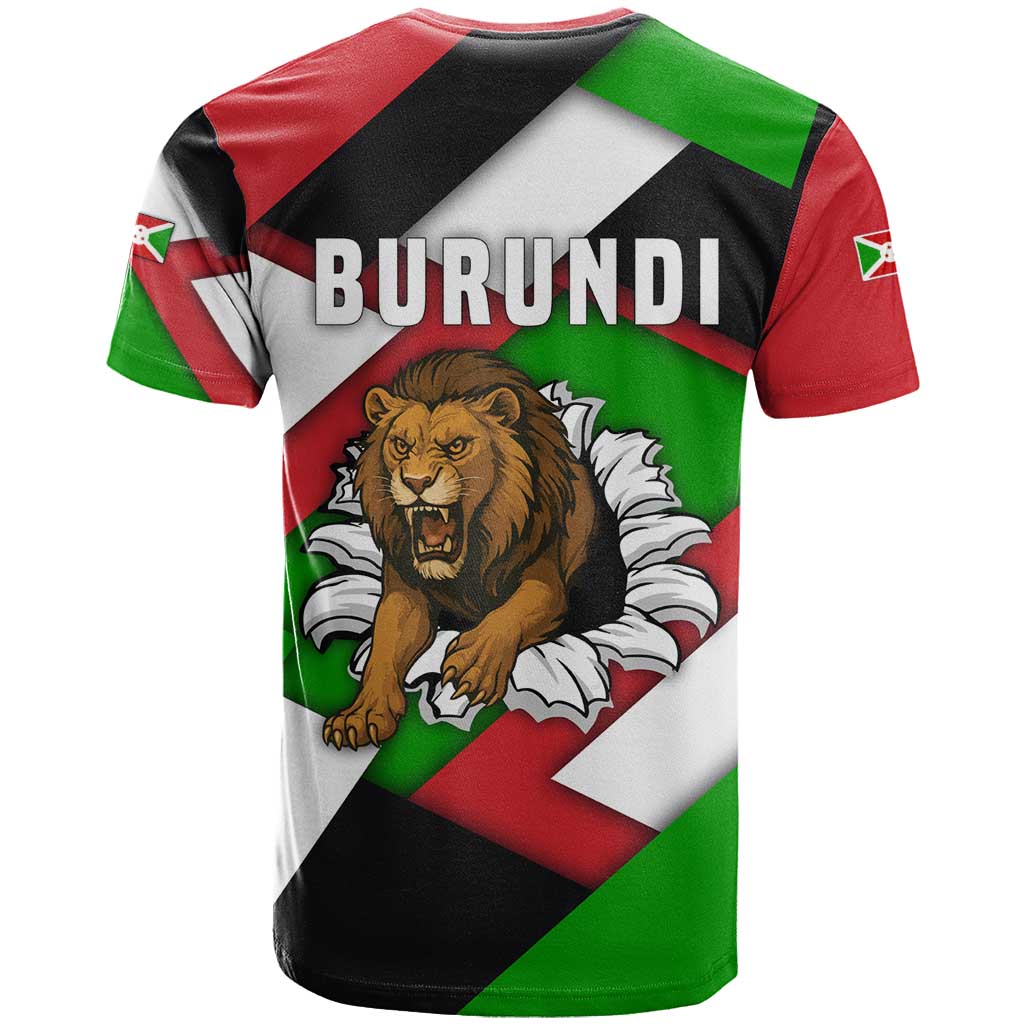Burundi - Roaring Lion T-Shirt with National Flag Colors Graphic Tee