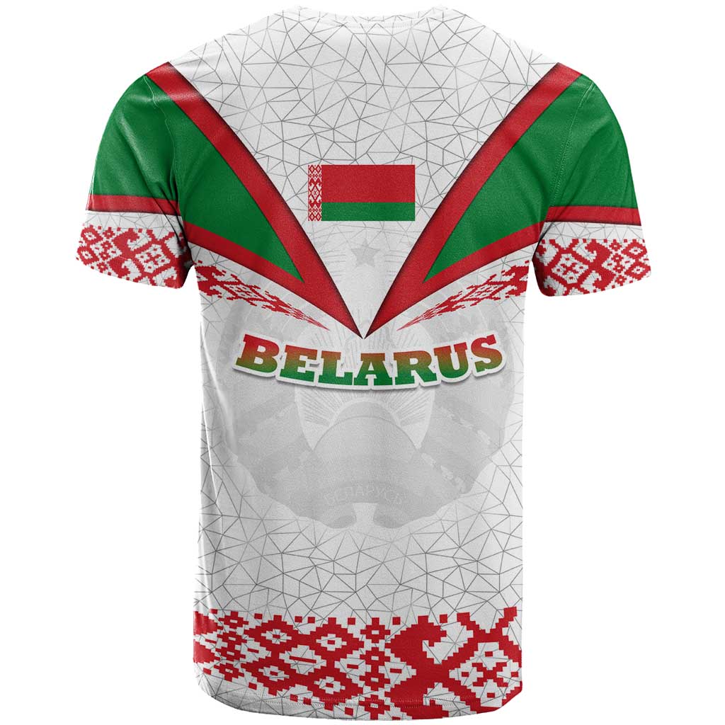 Belarus National Emblem T-Shirt with Folk Pattern White Green Red Sweatshirt Graphic Tee
