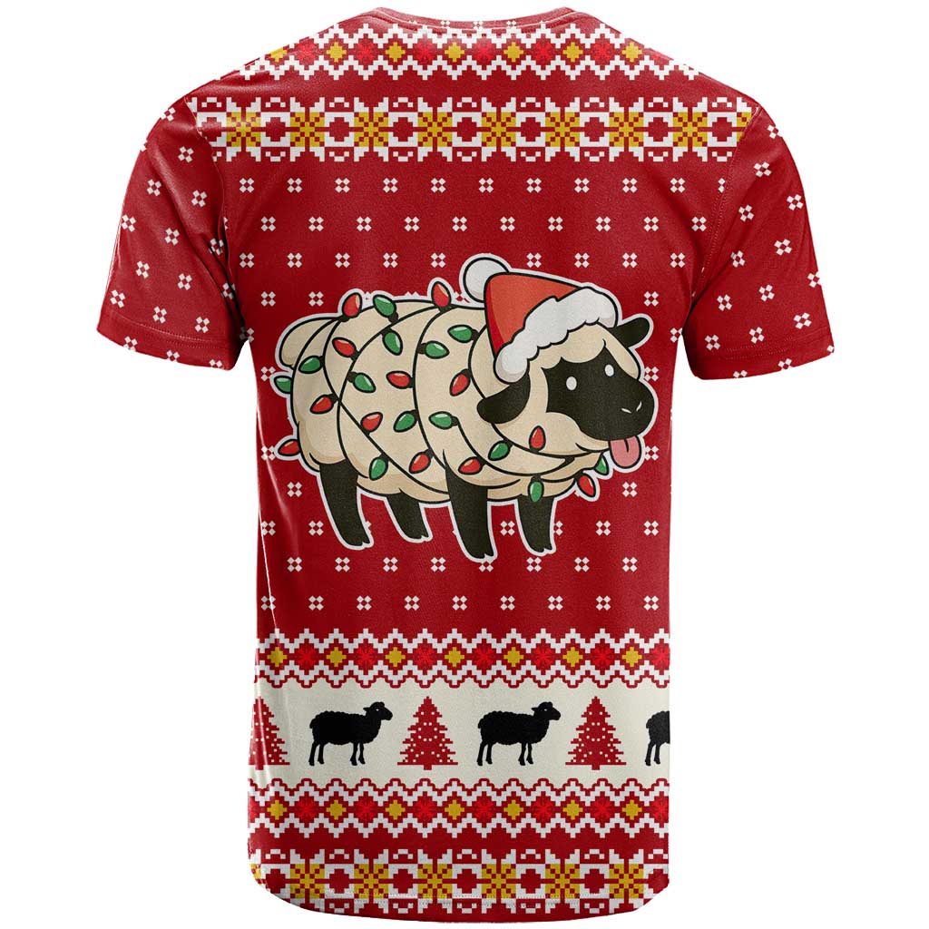 Sheep Merry Christmas T-Shirt Xmas Holiday Patterns Graphic Tee