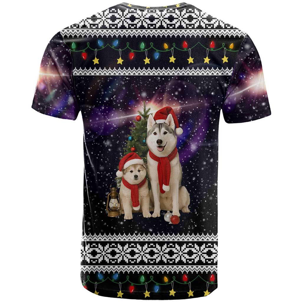 Siberian Husky Show Up Xmas Christmas T-Shirt Xmas Holiday Patterns Graphic Tee