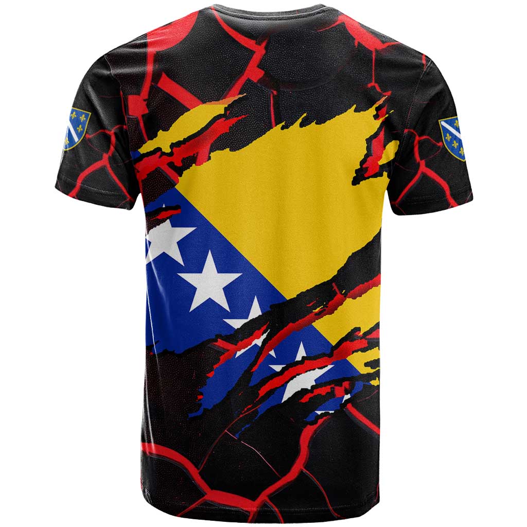 Bosnia and Herzegovina Flag T-Shirt with Dragon Shape - Fusion of National Pride & Sports Spirit Graphic Tee