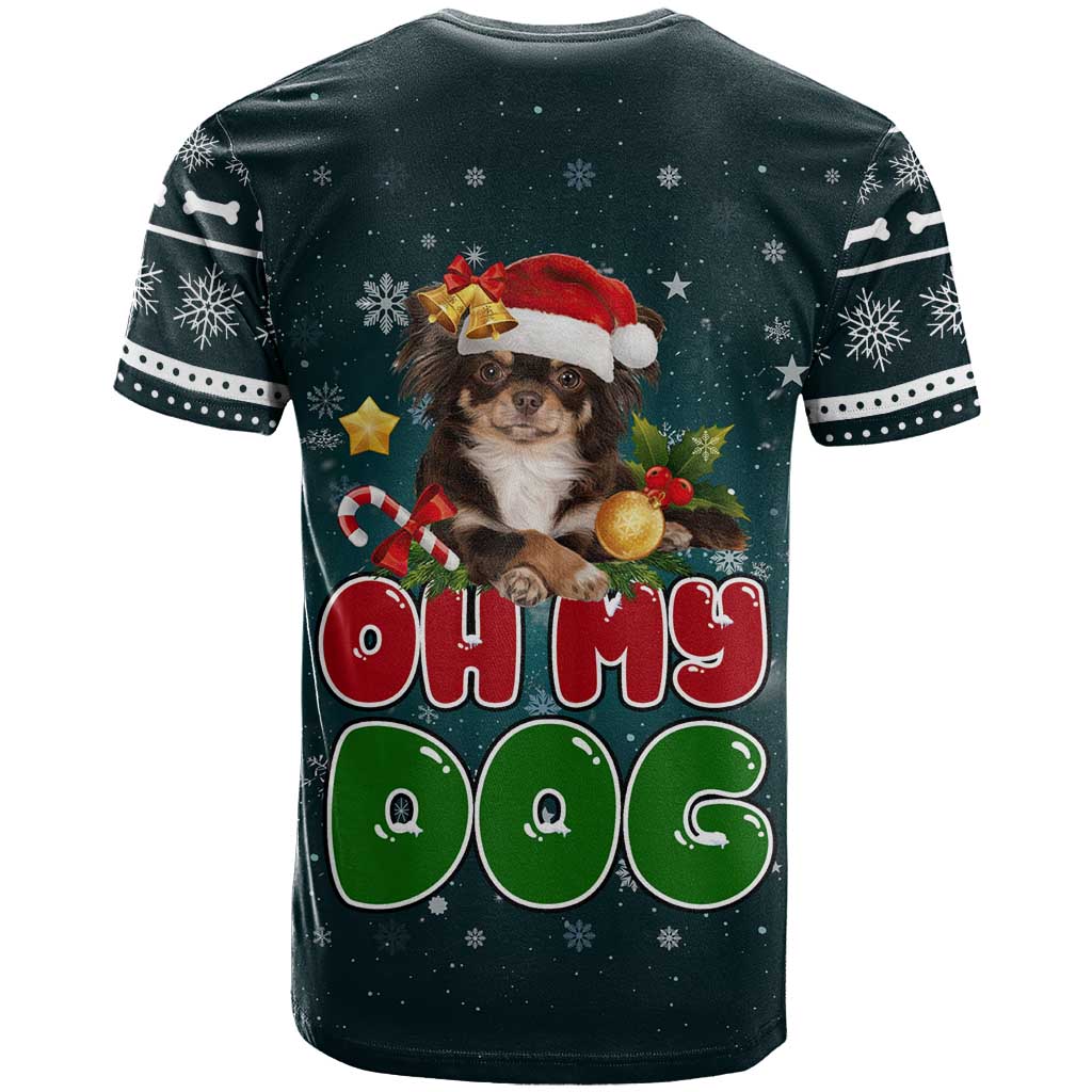 Chihuahua Oh My Dog Christmas T-Shirt Xmas Holiday Patterns Graphic Tee