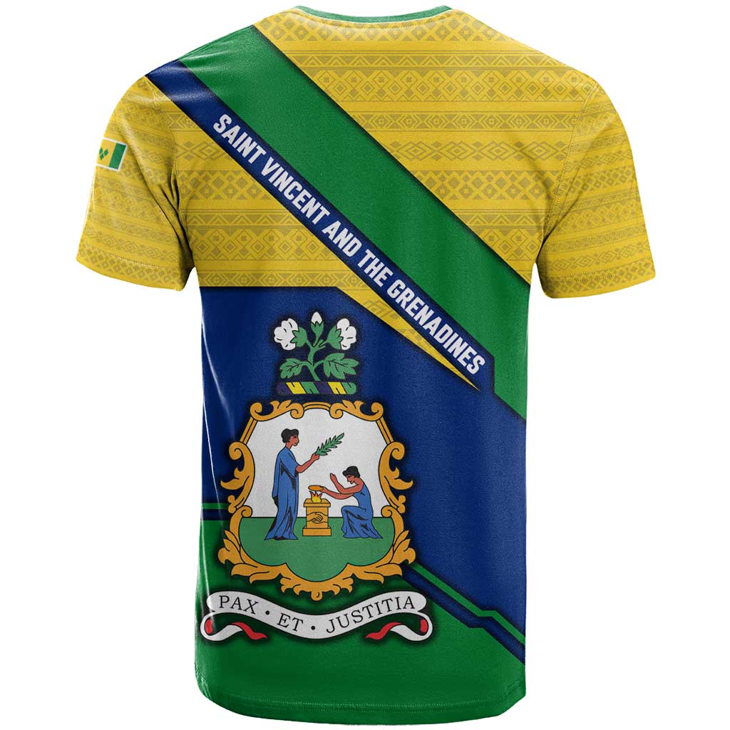 Saint Vincent and the Grenadines Flag T-Shirt Coat of Arms and National Colors Graphic Tee