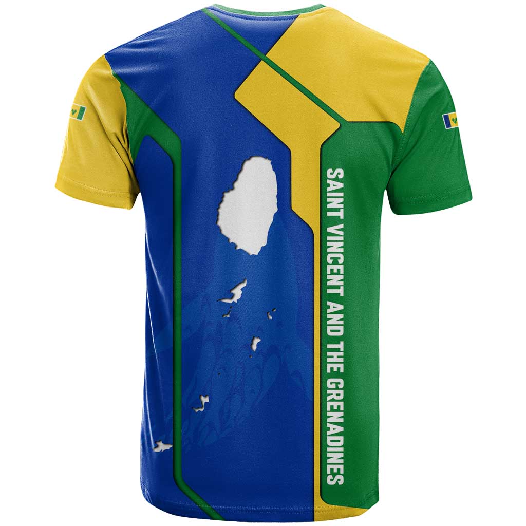 Saint Vincent and the Grenadines Flag Wave Map T-Shirt Caribbean Island Pride Pullover Graphic Tee