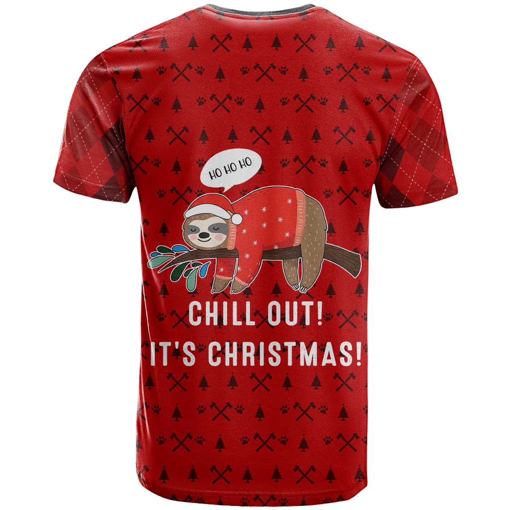 Sloth Chill Out Christmas T-Shirt Xmas Holiday Patterns Graphic Tee