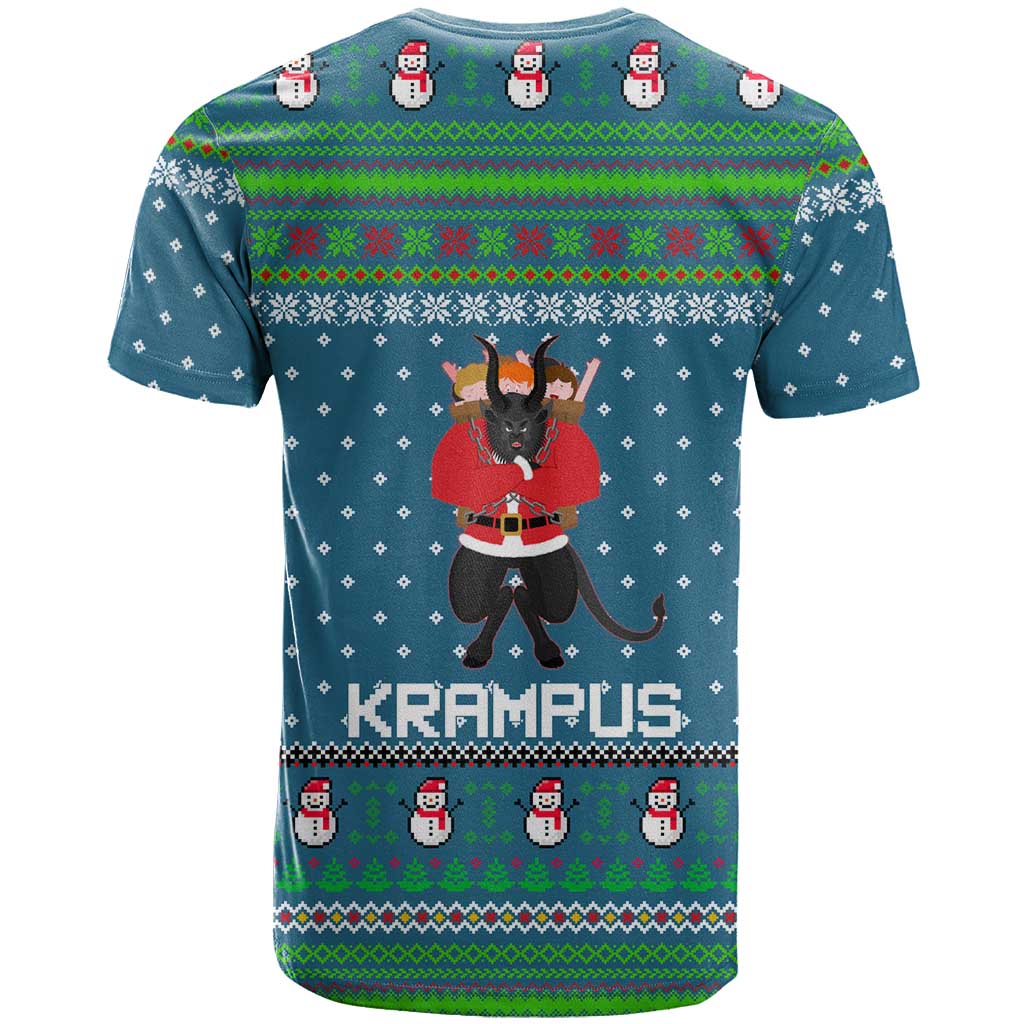 Merry Krampus Christmas T-Shirt Xmas Holiday Patterns Graphic Tee