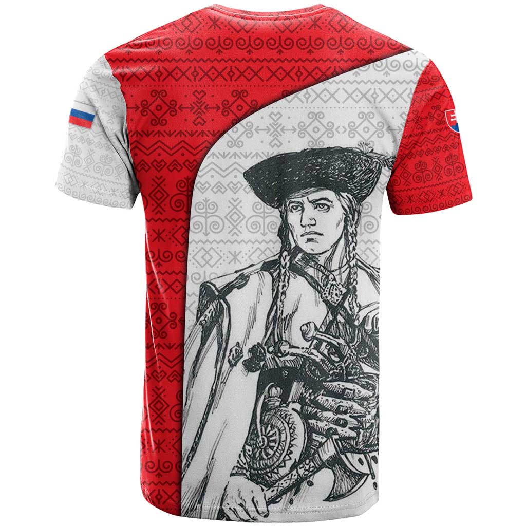 Juraj Janosik Slovakia T-Shirt with Folk Pattern Red White Legend Spirit Graphic Tee