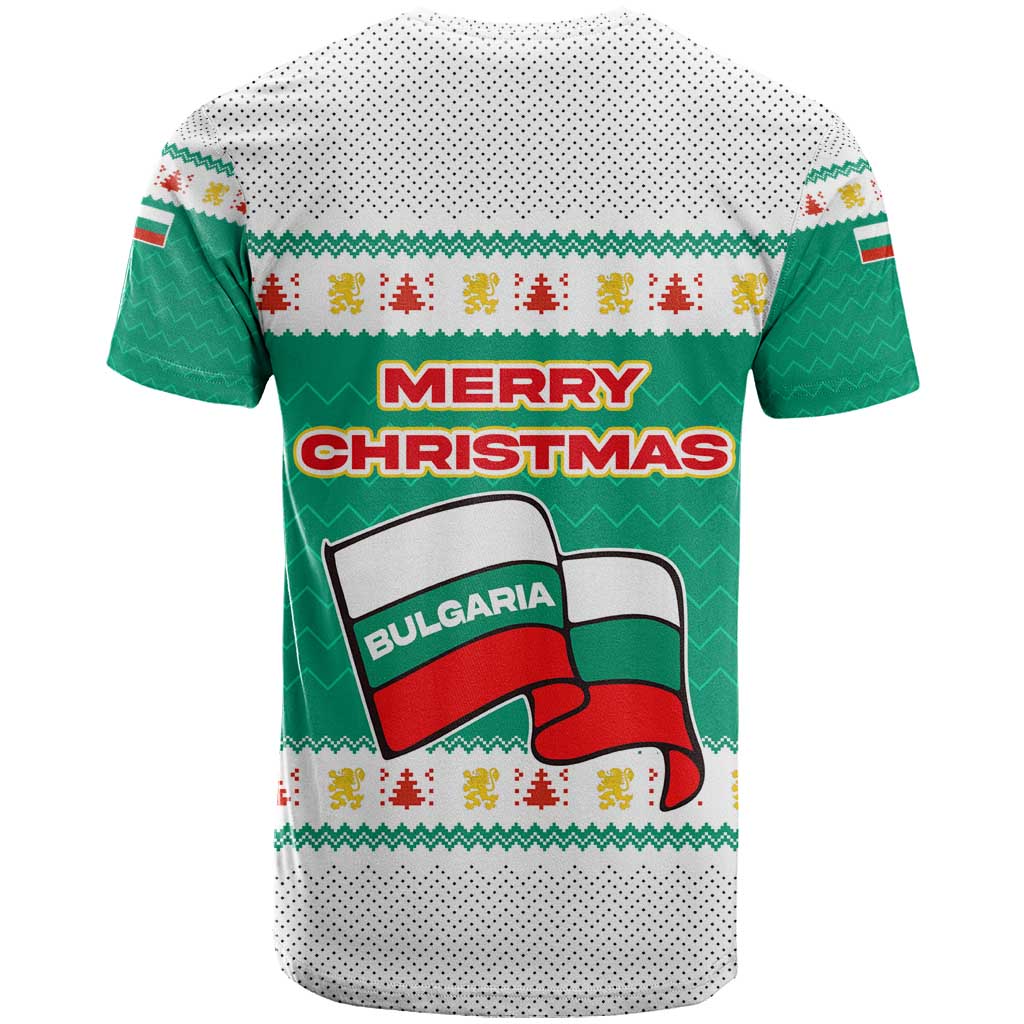 Bulgaria Christmas T-Shirt with Green-White Theme, Coat of Arms, and National Flag Motif Graphic Tee
