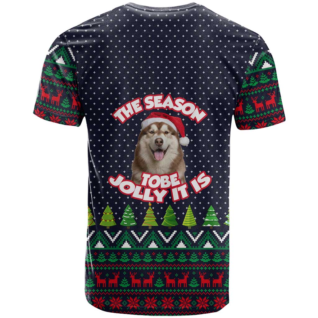 The Season To Be Jolly Siberian Husky Xmas Ball Christmas T-Shirt Xmas Holiday Patterns Graphic Tee