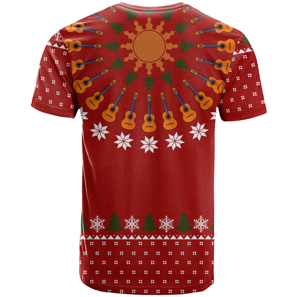 Guitar Lover Christmas T-Shirt Xmas Holiday Patterns Graphic Tee