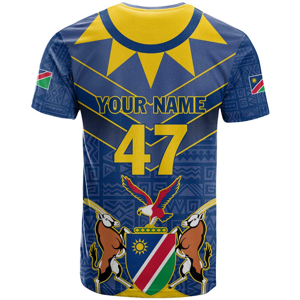Namibia National Emblem T-Shirt Sporty Style with Traditional Patterns Graphic Tee