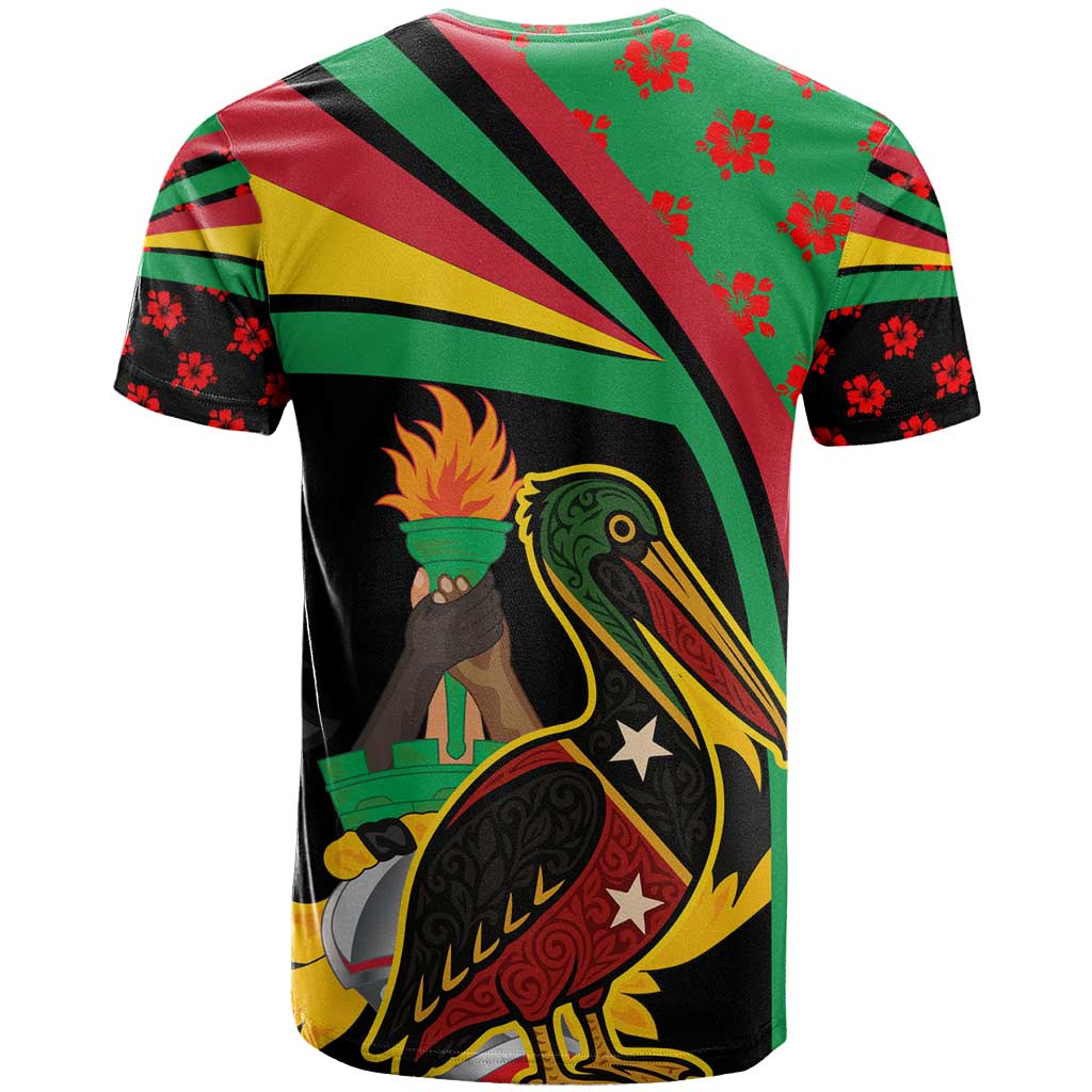 Saint Kitts and Nevis T-Shirt with Flag Colors and Tropical Island Design Graphic Tee