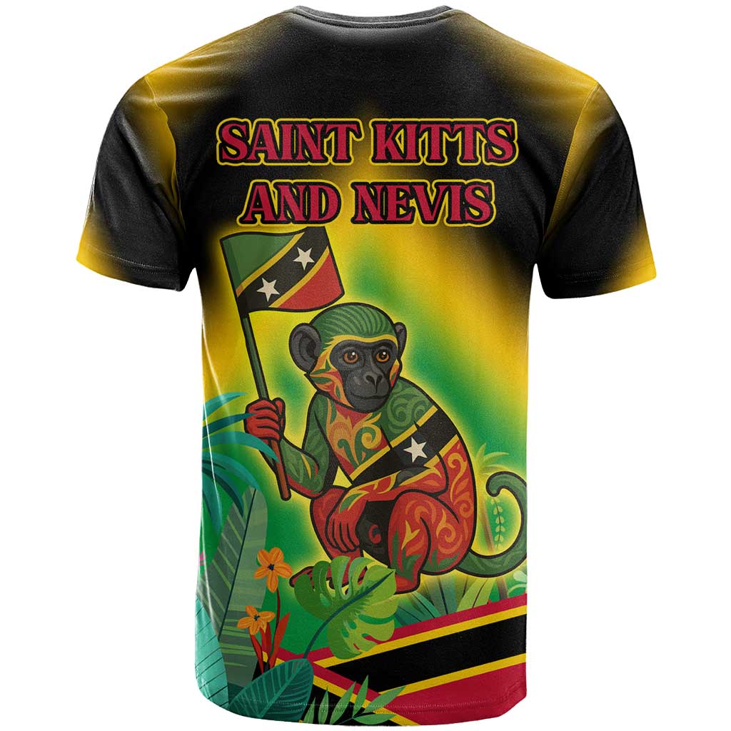 Saint Kitts and Nevis T-Shirt with Coat of Arms and Flag Pattern Design Graphic Tee