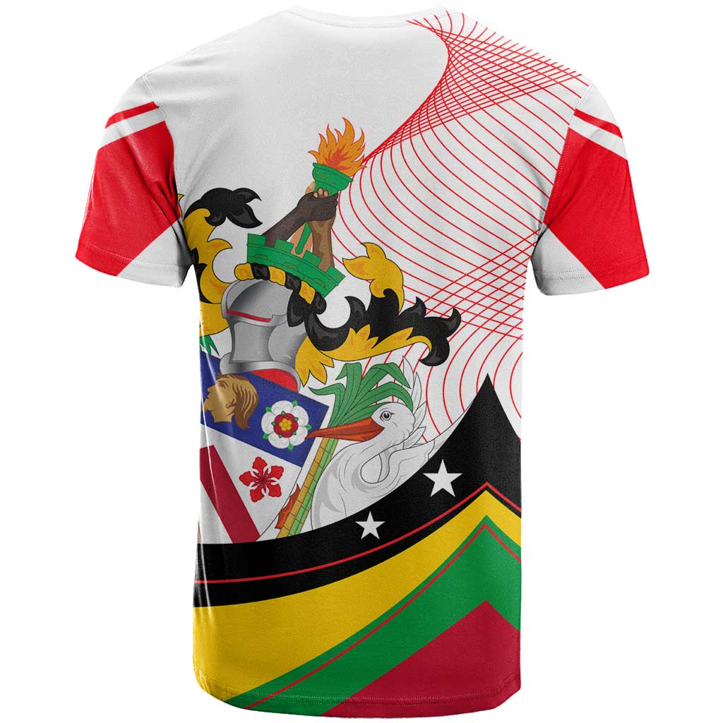 Saint Kitts and Nevis T-Shirt with Vibrant Flag Colors and Hibiscus Flower Design Graphic Tee