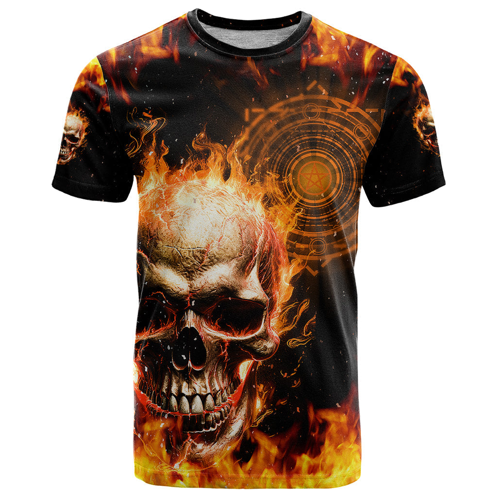 Magic Fire Skull T-Shirt I Can't Go To Hell The Devil Still Has A Rest Training Oder Against Me Graphic Tee