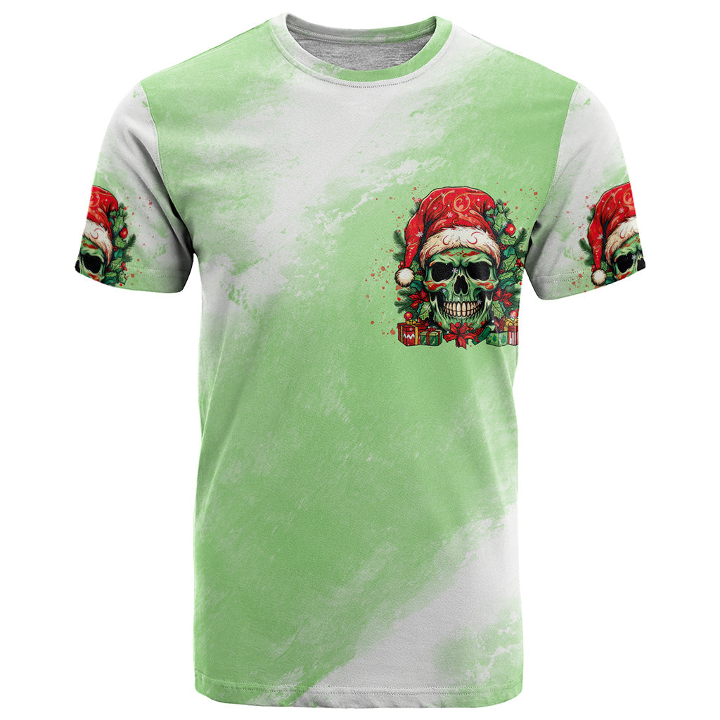 On The Naughty List Skull Christmas T-Shirt Graphic Tee