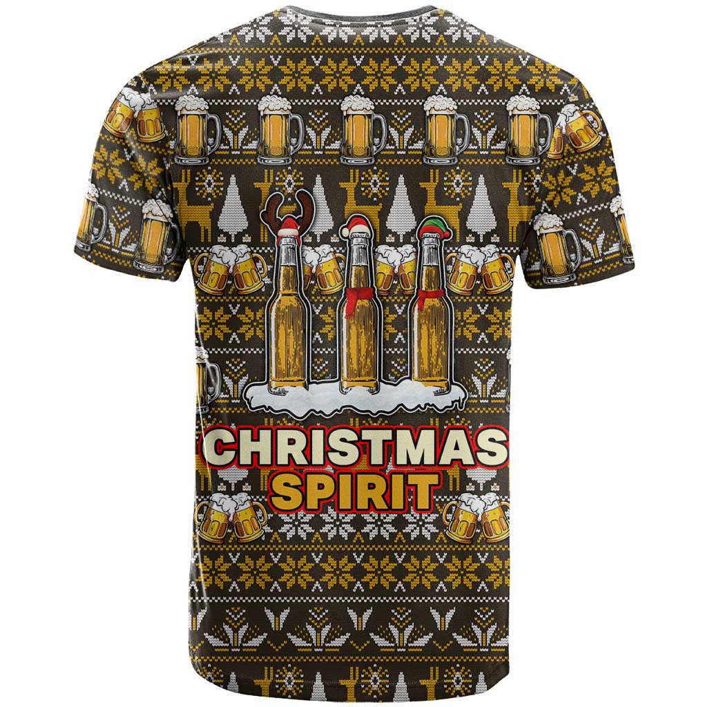 Spirit Beer Christmas T-Shirt Xmas Holiday Patterns Graphic Tee