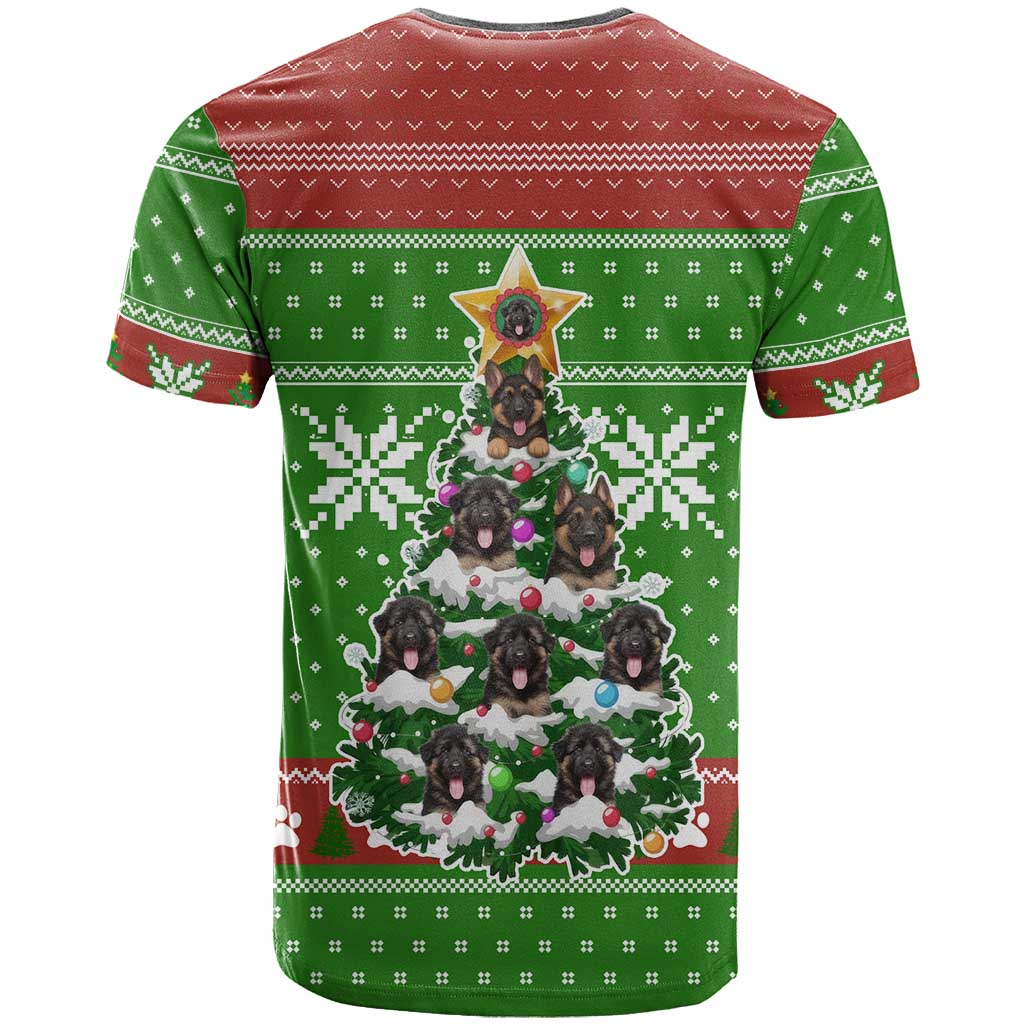 German Shepherd Pine Xmas Christmas T-Shirt Xmas Holiday Patterns Graphic Tee