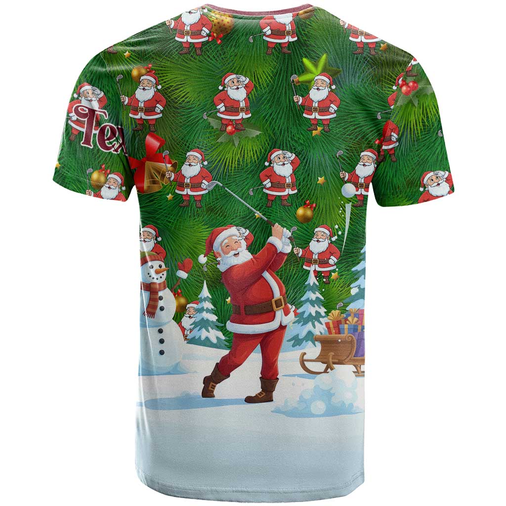 Custom Funny Christmas Golf Shirt Mens Golf T-Shirt Santa Golfer Christmas Graphic Tee