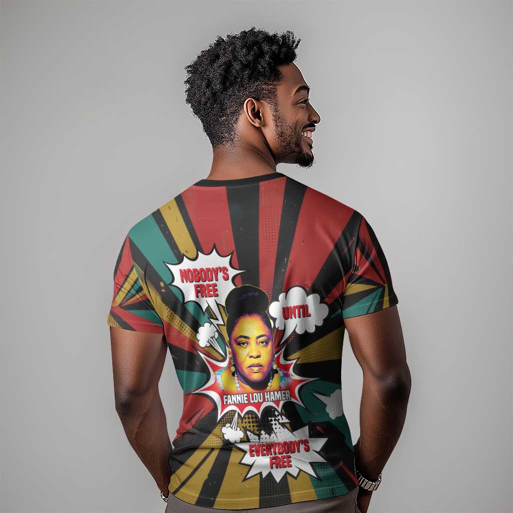 Fannie Lou Hamer T-Shirt with Pop Art Comic Style Design Bold Quote and Civil Rights Tribute Graphic Tee