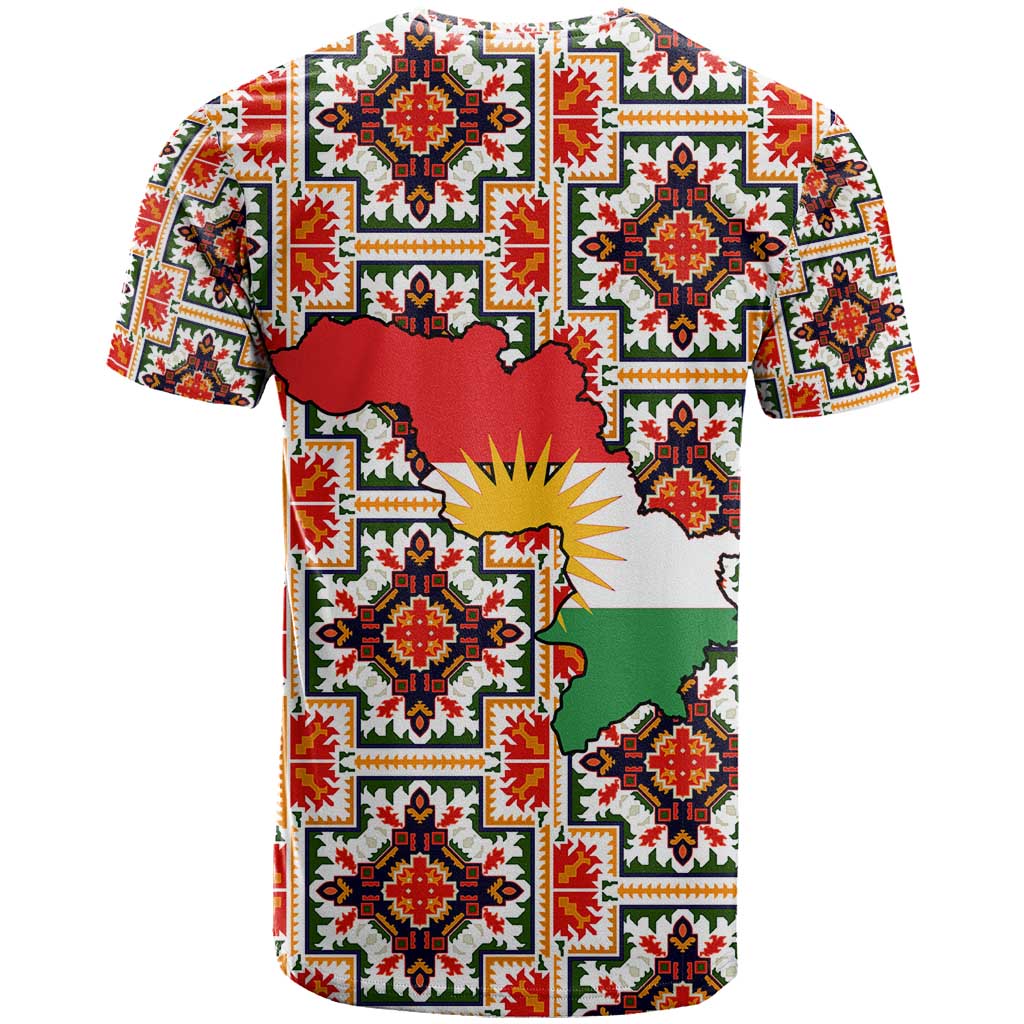 Iraq Kurdistan Region T-Shirt Traditional Pattern Yellow Red Green Graphic Tee