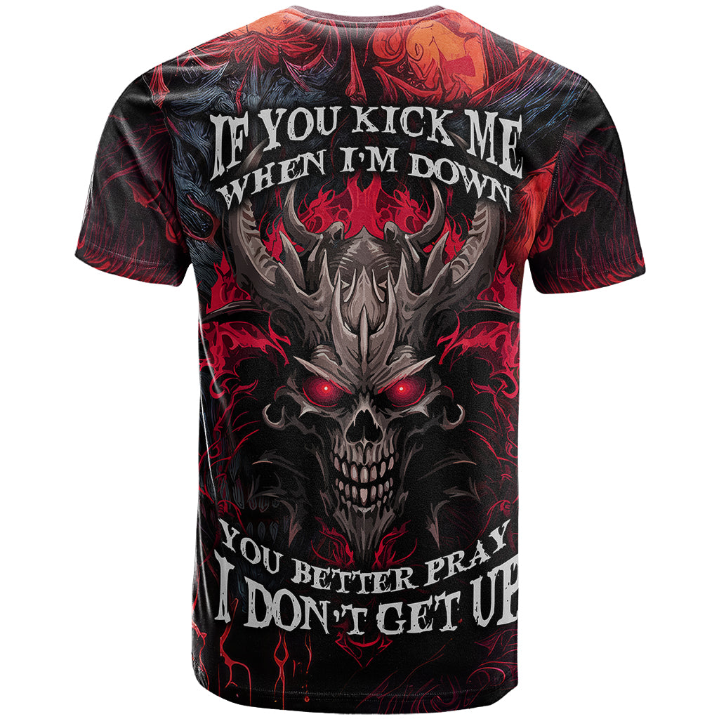 Demon Skull T-Shirt You Better Pray I Don't Get Up Graphic Tee
