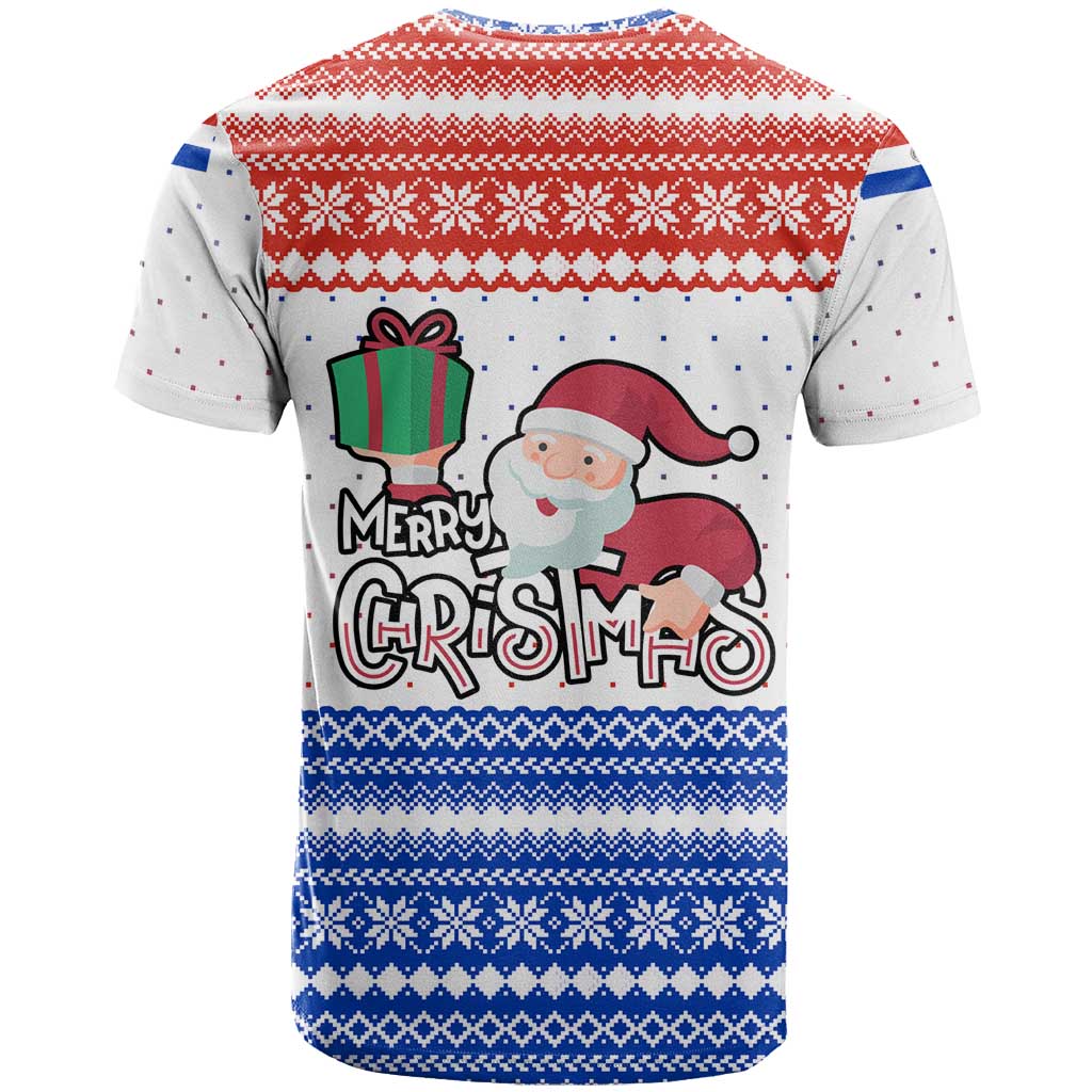 Paraguay Christmas T-Shirt with Red-White-Blue Design, National Seal, and Santa Motif Graphic Tee