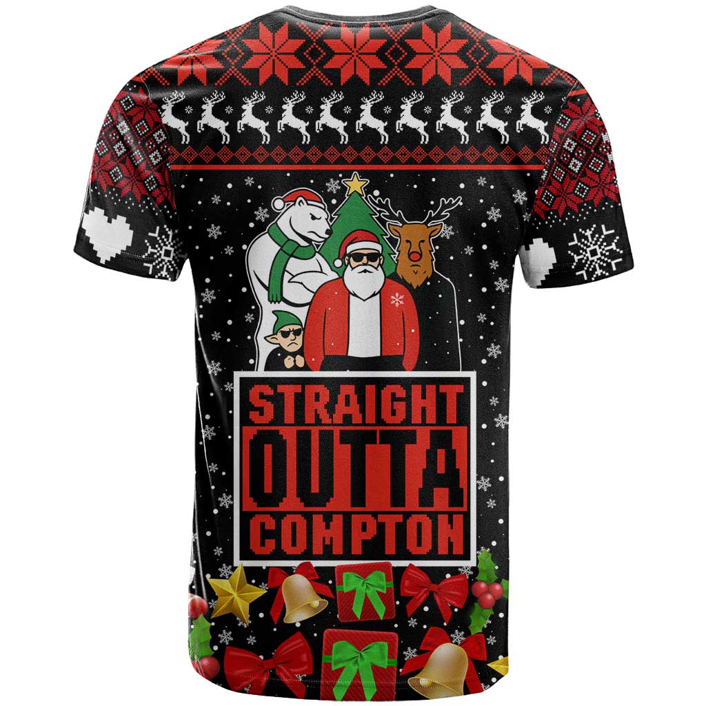 Christmas Straight Outta Gangsta Claus T-Shirt Xmas Holiday Patterns Graphic Tee