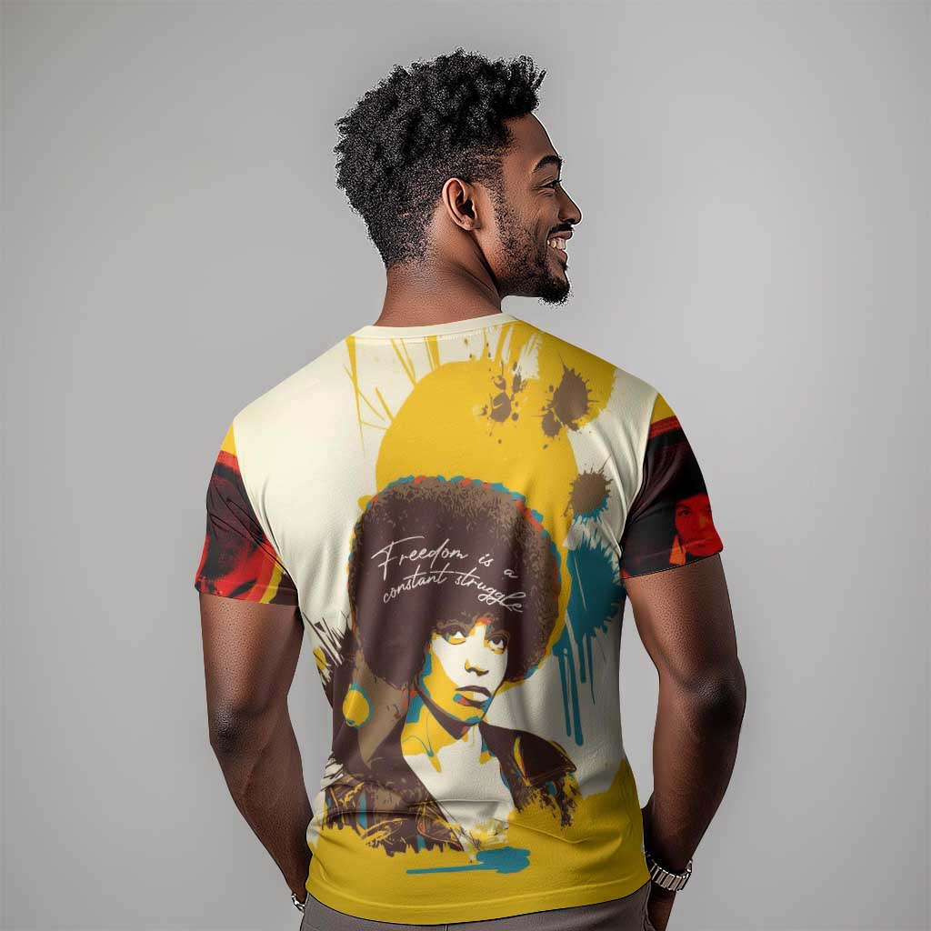 Angela Davis T-Shirt Bold Pop Art Style Freedom Is a Constant Struggle Quote Civil Rights Activist Graphic Tee