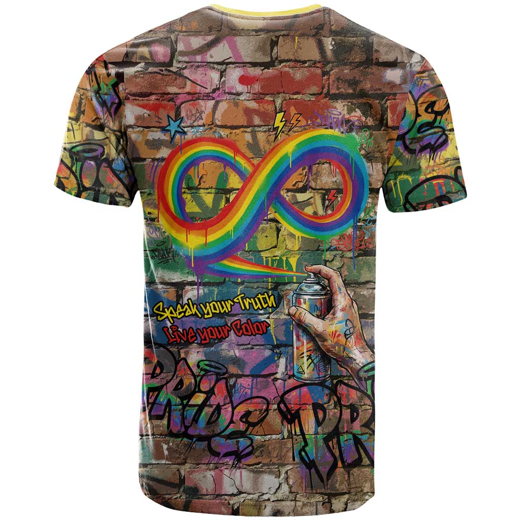 Pride Graffiti Wall T-Shirt Speak Your Truth, Embrace Your Color Graphic Tee
