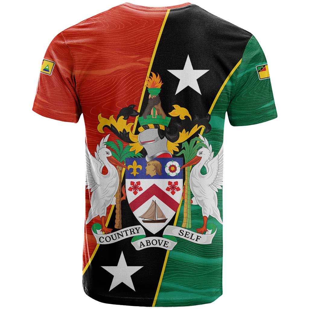 Nevis in Saint Kitts and Nevis T-Shirt Star Design and Coat of Arms Graphic Tee