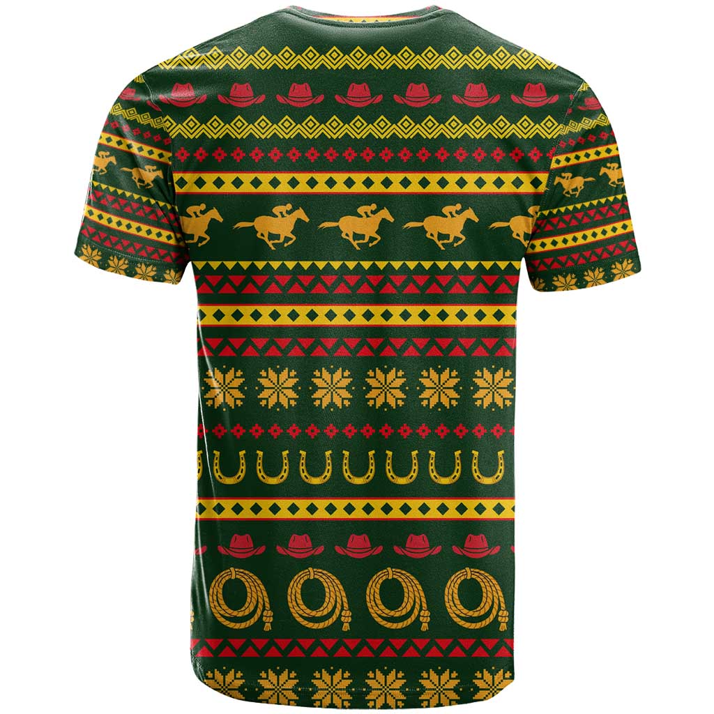Amazing Cowboy Santa Claus Christmas T-Shirt Xmas Holiday Patterns Graphic Tee