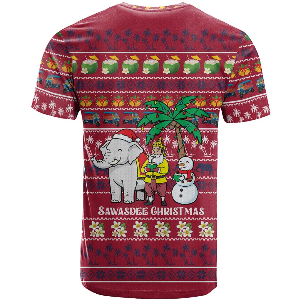 Thailand Christmas T-Shirt with Santa Elephant Snowman Palm Tree and Sawasdee Holiday Graphic Tee