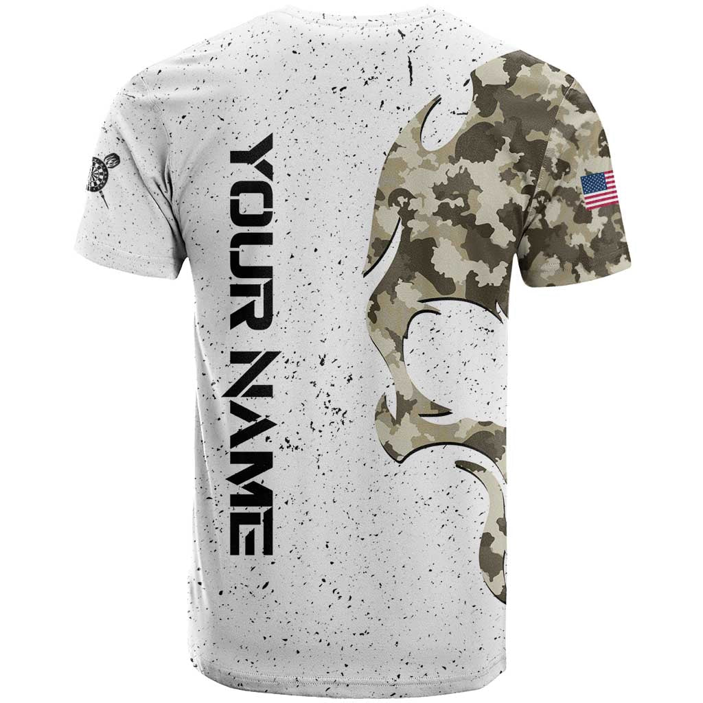 Personalized Camouflage Skull and American Flag Darts T-Shirt Graphic Tee