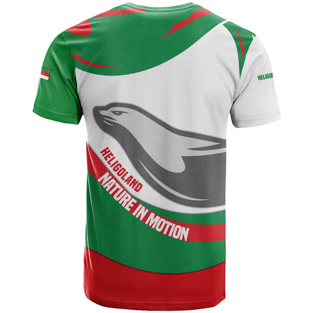 Germany Heligoland T-Shirt with Seal Graphic and Red Green Wave Nature Graphic Tee
