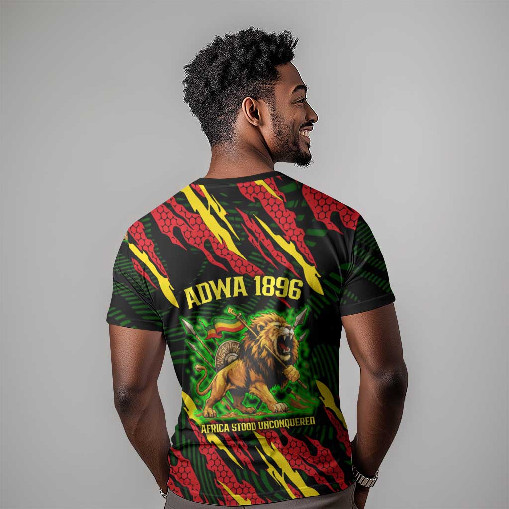 Menelik II T-Shirt with Lion of Adwa Title, Battle of Adwa 1896 Graphic and Bold Pan-African Graphic Tee
