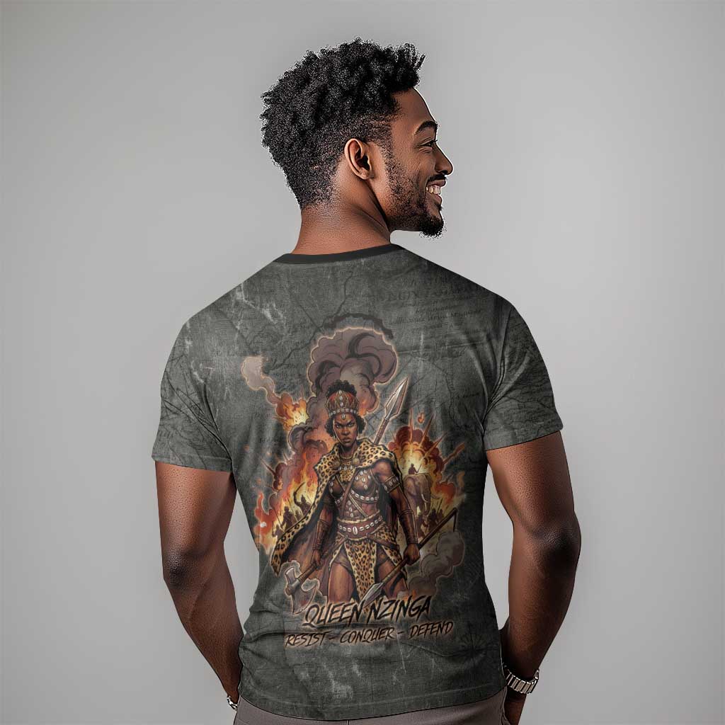 Queen Nzinga T-Shirt Fierce African Warrior Queen - Dark Tribal Fire Art Graphic Tee