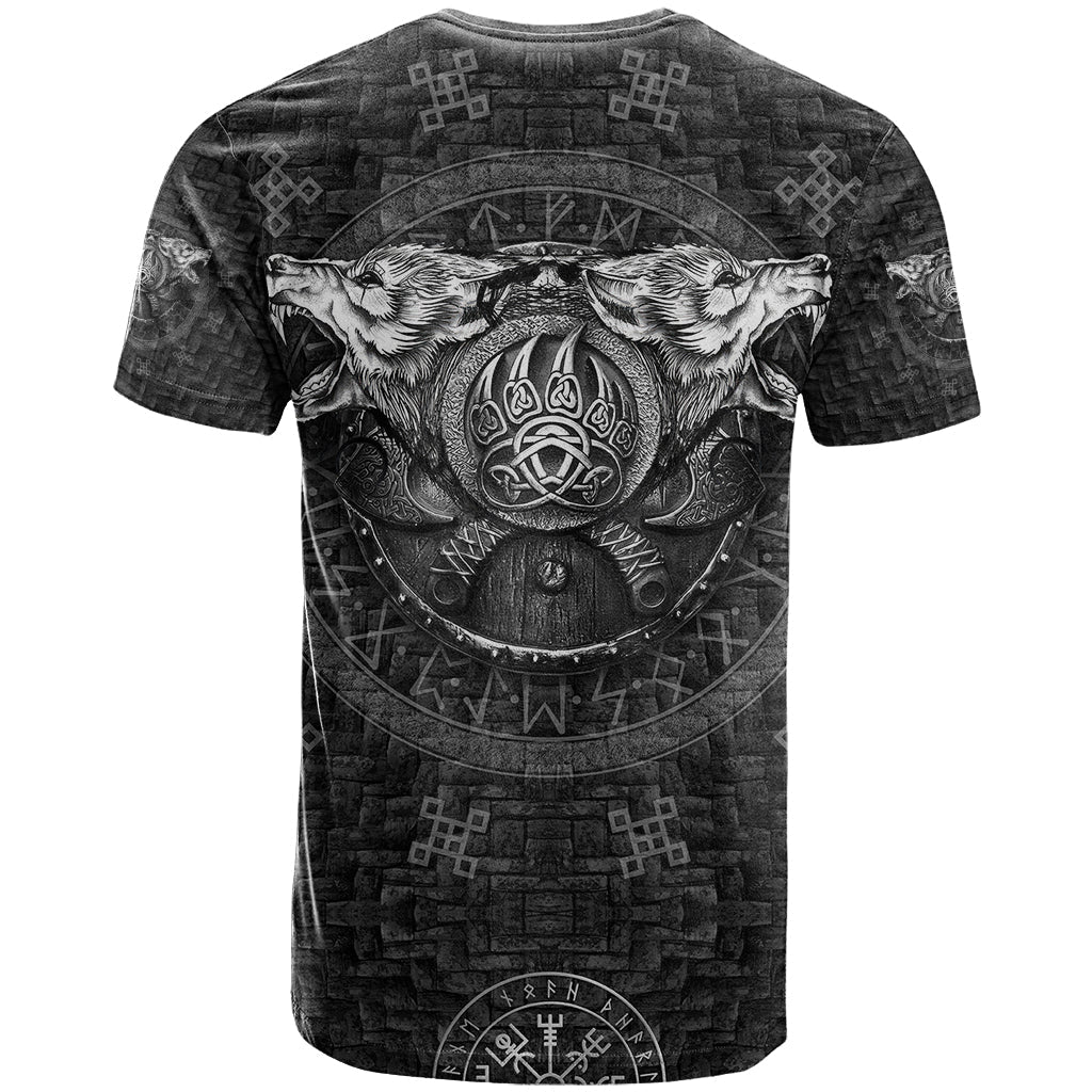 Viking T-Shirt Norse Wolf and Bearclaw Fusion Graphic Tee