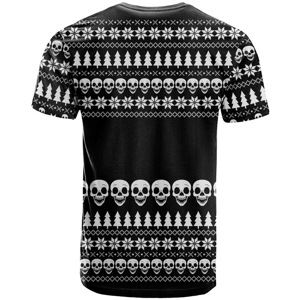 Creepy Christmas T-Shirt with Skulls Trees and Gothic Holiday Pattern Graphic Tee