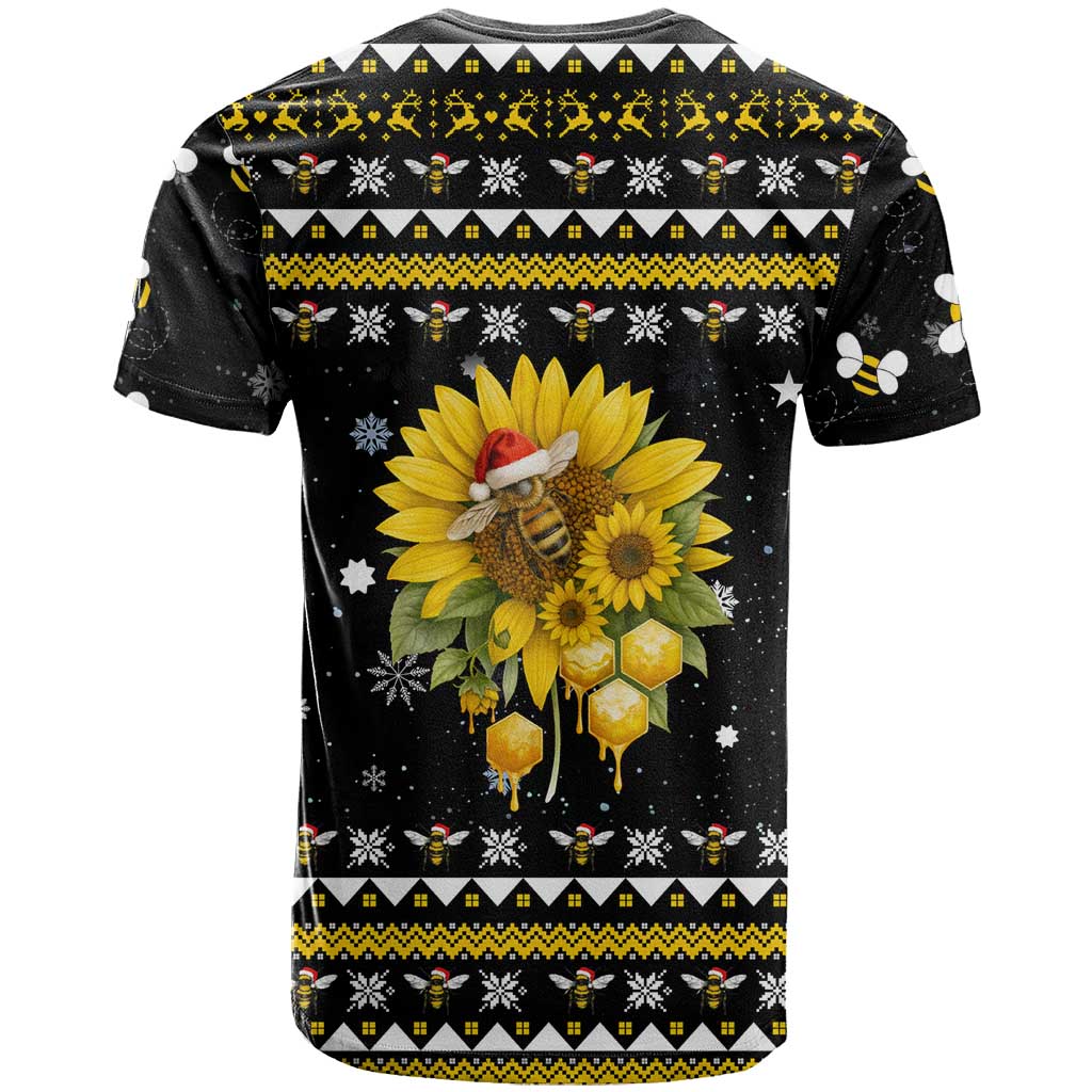 Bee Merry Its Time Christmas T-Shirt Xmas Holiday Patterns Graphic Tee