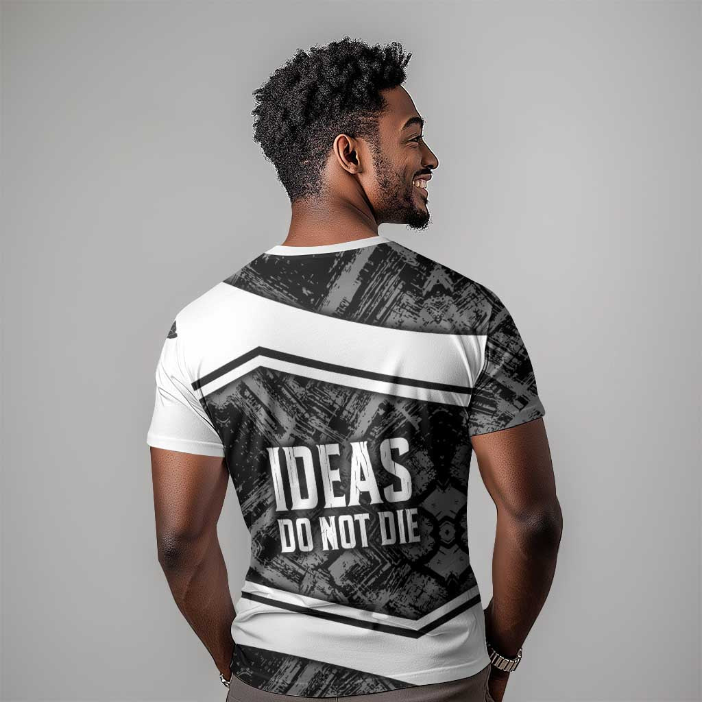Steve Biko T-Shirt with Monochrome Portrait, Ideas Do Not Die Quote Graphic Tee