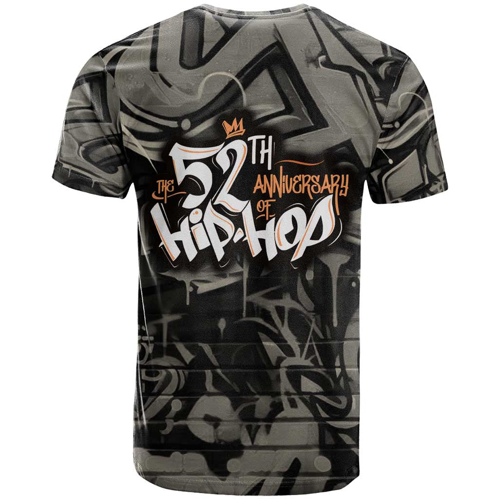52th Anniversary Of Hiphop Celebration T-Shirt with Praying Angel Graphic and Urban Graffiti Background Graphic Tee