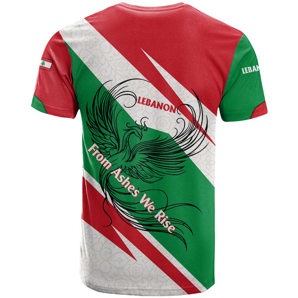 Lebanon Phoenix T-Shirt with Cedar Flag Colors and Inspirational Quote Graphic Tee